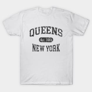 Queens NY Vintage Distressed Retro Print T-Shirt